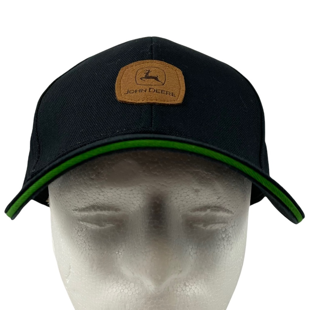 John Deere Leather Patch/Strap Black Baseball Hat… - image 2